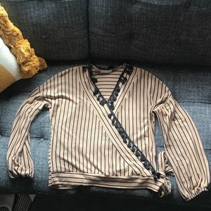 Paper Crane Tassel Stripe Shirt Size Medium